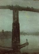 James Mcneill Whistler Nocturne in blatte and gold oil painting artist